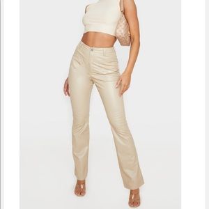 Prettylittlething cream faux leather pants